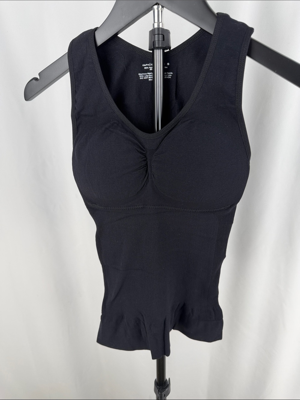 Camishaper Black V-Neck Ruched Bust Support Tank Top